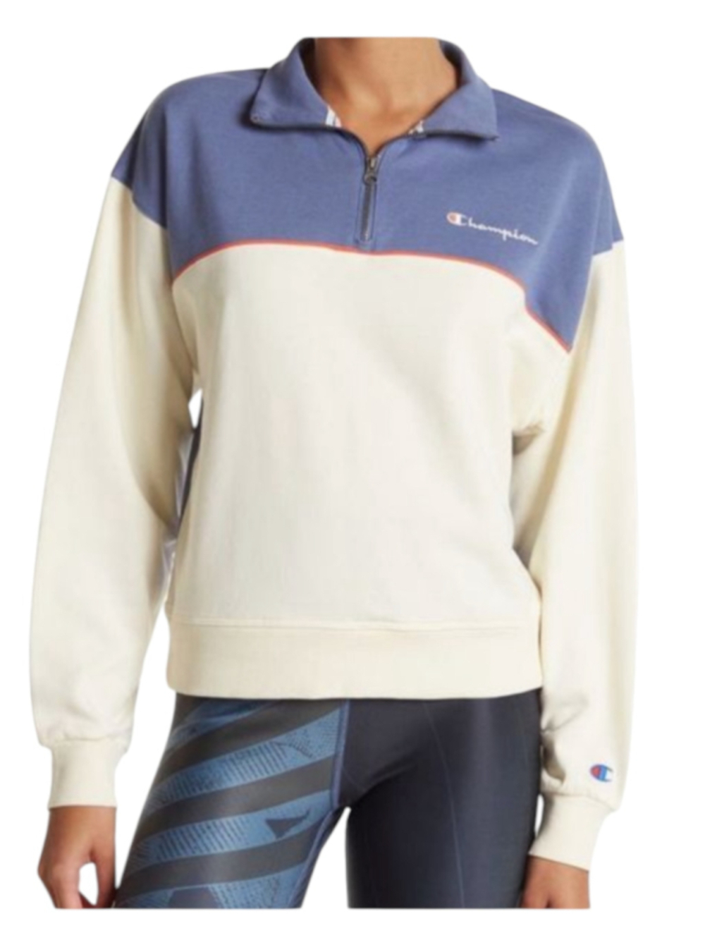 Champion Colorblock 1/4 Zip Sweatshirt Medium - Picture 11 of 12
